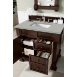 Brookfield 36" Single Vanity Burnished Mahogany w/3 CM Eternal Serena Quartz Top