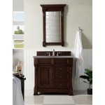 Brookfield 36" Single Vanity, Burnished Mahogany w/ 3 CM Grey Expo Quartz Top