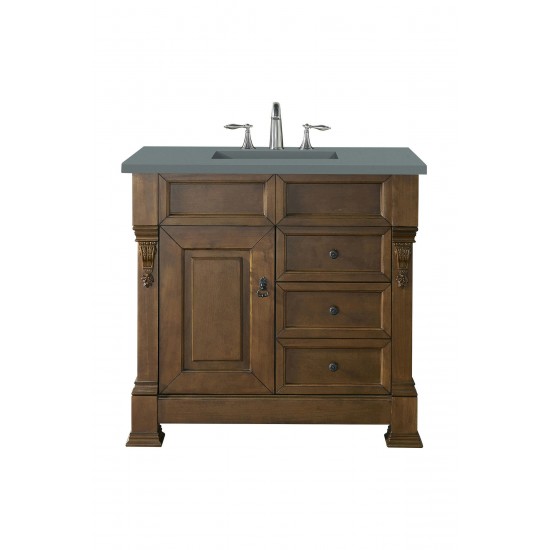 Brookfield 36" Single Vanity, Country Oak w/ 3 CM Cala Blue Quartz Top