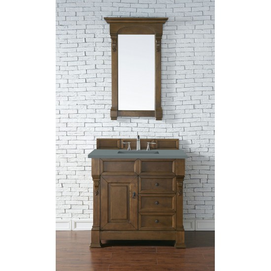 Brookfield 36" Single Vanity, Country Oak w/ 3 CM Cala Blue Quartz Top