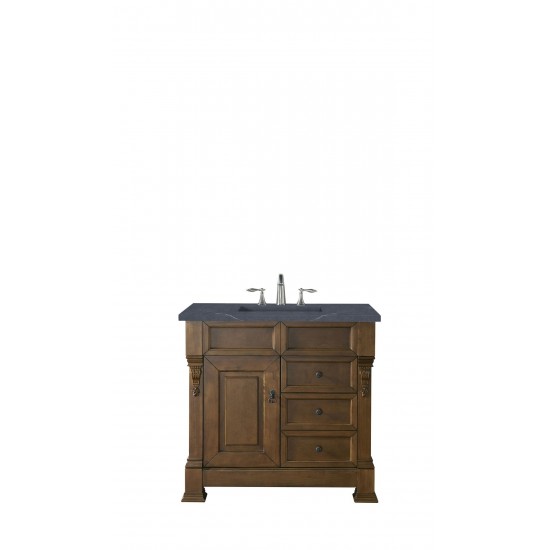 Brookfield 36" Single Vanity, Country Oak w/ 3 CM Charcoal Soapstone Quartz Top