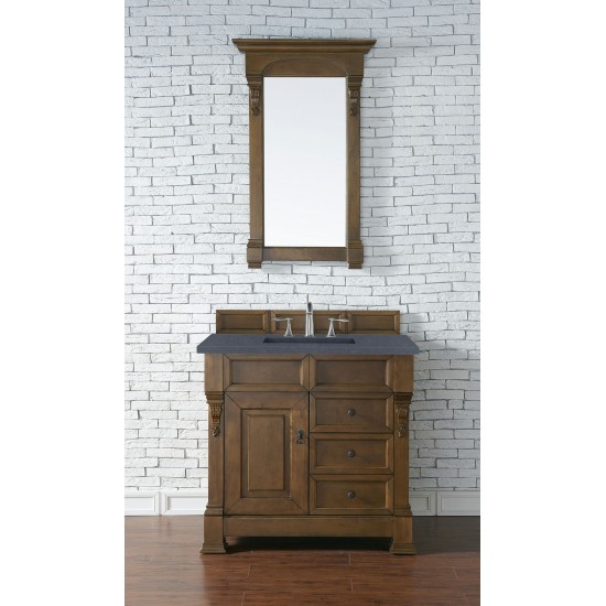 Brookfield 36" Single Vanity, Country Oak w/ 3 CM Charcoal Soapstone Quartz Top