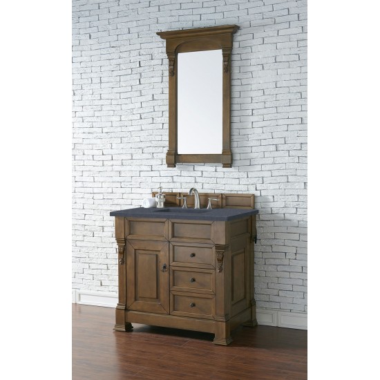 Brookfield 36" Single Vanity, Country Oak w/ 3 CM Charcoal Soapstone Quartz Top