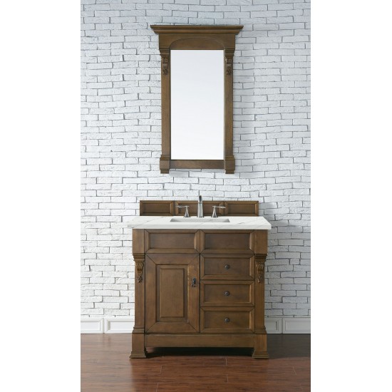 Brookfield 36" Single Vanity, Country Oak w/ 3 CM Ethereal Noctis Quartz Top