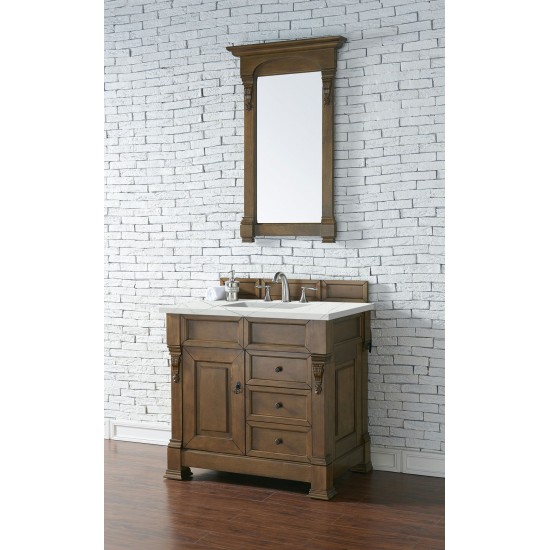 Brookfield 36" Single Vanity, Country Oak w/ 3 CM Ethereal Noctis Quartz Top