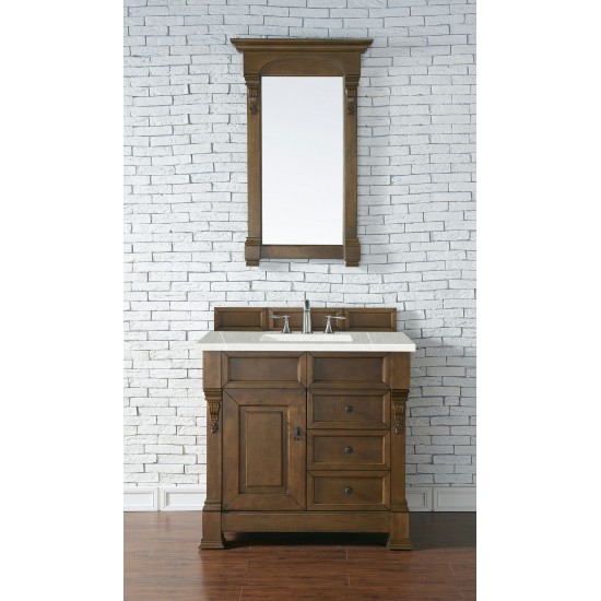 Brookfield 36" Single Vanity, Country Oak w/ 3 CM Eternal Serena Quartz Top