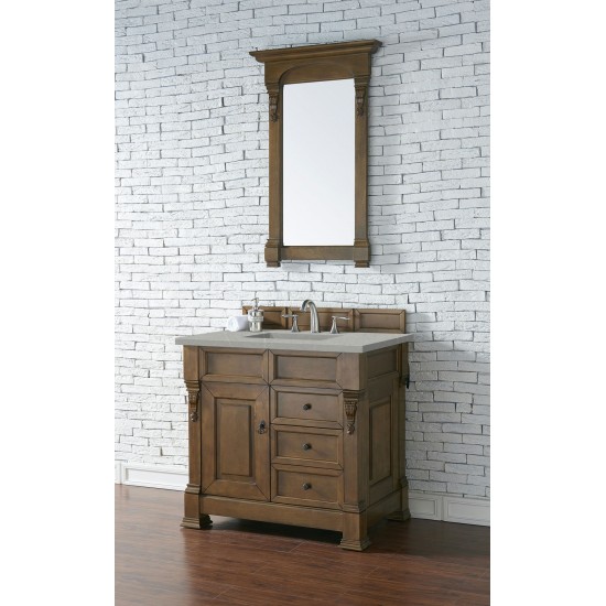 Brookfield 36" Single Vanity, Country Oak w/ 3 CM Eternal Serena Quartz Top