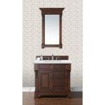 Brookfield 36" Single Vanity, Warm Cherry w/ 3 CM Arctic Fall Solid Surface Top