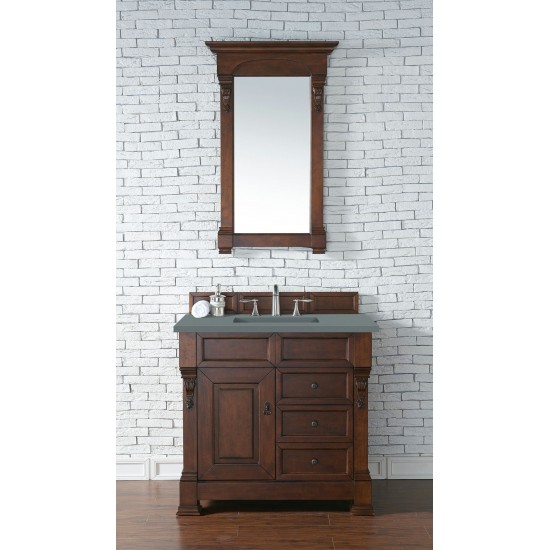 Brookfield 36" Single Vanity, Warm Cherry w/ 3 CM Cala Blue Quartz Top