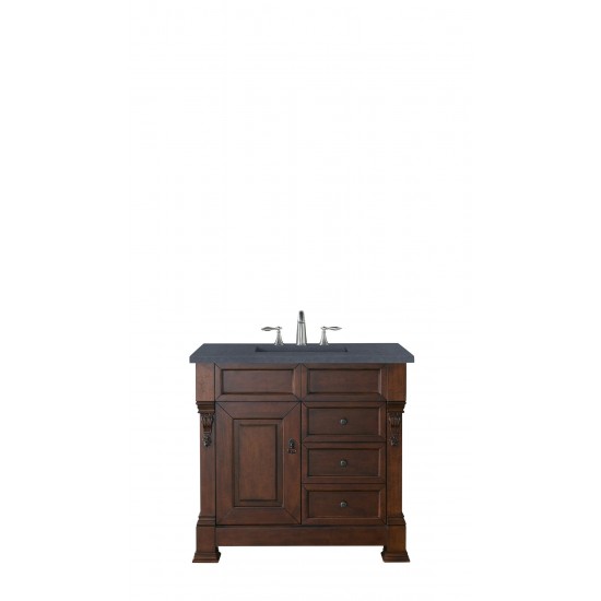 Brookfield 36" Single Vanity, Warm Cherry w/ 3 CM Charcoal Soapstone Quartz Top