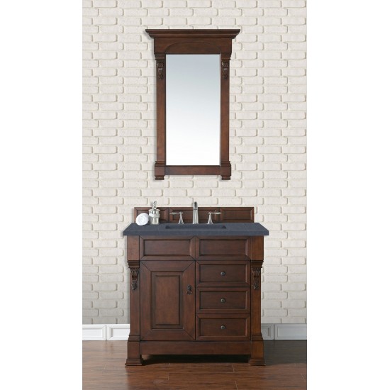 Brookfield 36" Single Vanity, Warm Cherry w/ 3 CM Charcoal Soapstone Quartz Top