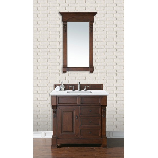 Brookfield 36" Single Vanity Warm Cherry w/ 3 CM Jasmine Pearl Quartz Top