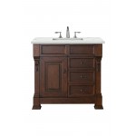 Brookfield 36" Single Vanity, Warm Cherry w/ 3 CM Ethereal Noctis Quartz Top
