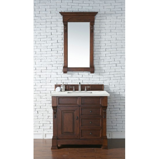 Brookfield 36" Single Vanity, Warm Cherry w/ 3 CM Ethereal Noctis Quartz Top