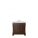 Brookfield 36" Single Vanity, Warm Cherry w/ 3 CM Eternal Serena Quartz Top