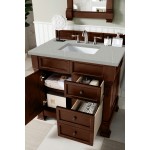 Brookfield 36" Single Vanity, Warm Cherry w/ 3 CM Eternal Serena Quartz Top