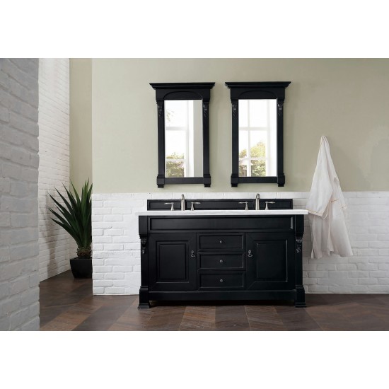 Brookfield 60" Double Vanity Antique Black w/ 3 CM Arctic Fall Solid Surface Top