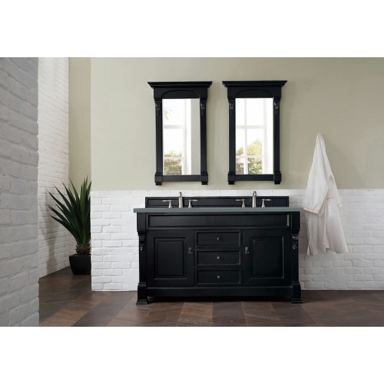 Brookfield 60" Double Vanity, Antique Black w/ 3 CM Cala Blue Quartz Top