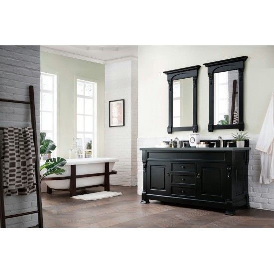 Brookfield 60" Double Vanity, Antique Black w/ 3 CM Cala Blue Quartz Top