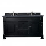 Brookfield 60" Double Vanity Antique Black w/ 3 CM Charcoal Soapstone Quartz Top