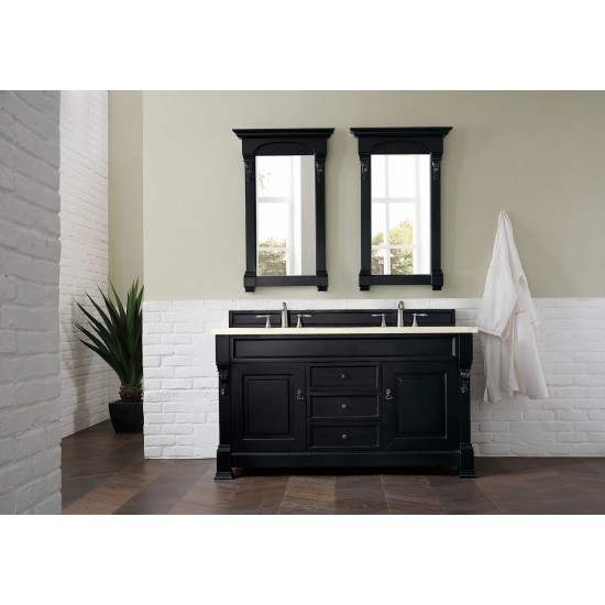 Brookfield 60" Double Vanity, Antique Black w/ 3 CM Eternal Marfil Quartz Top