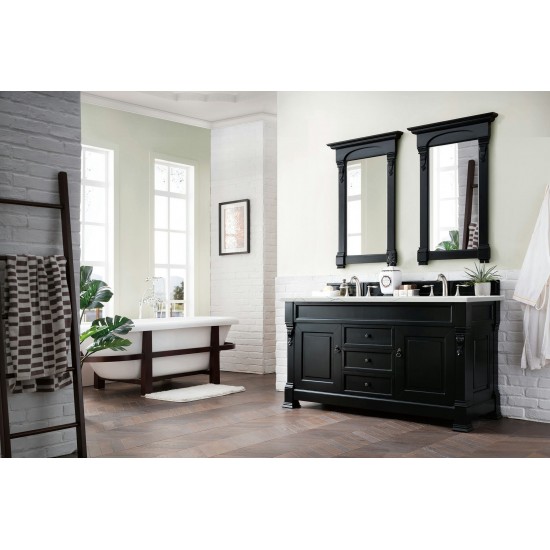 Brookfield 60" Double Vanity, Antique Black w/ 3 CM Ethereal Noctis Quartz Top