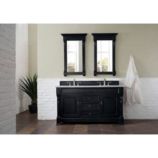 Brookfield 60" Double Vanity, Antique Black w/ 3 CM Eternal Serena Quartz Top