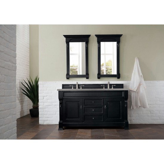 Brookfield 60" Double Vanity, Antique Black w/ 3 CM Grey Expo Quartz Top