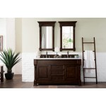 Brookfield 60" Double Vanity, Burnished Mahogany w/ 3 CM Carrara Marble Top