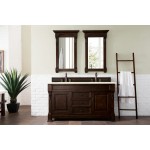 Brookfield 60" Double Vanity Burnished Mahogany w/3 CM Eternal Marfil Quartz Top