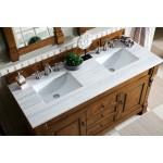 Brookfield 60" Double Vanity, Country Oak w/ 3 CM Arctic Fall Solid Surface Top