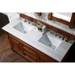 Brookfield 60" Double Vanity, Warm Cherry w/ 3 CM Arctic Fall Solid Surface Top