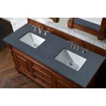 Brookfield 60" Double Vanity, Warm Cherry w/ 3 CM Charcoal Soapstone Quartz Top