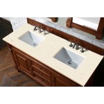 Brookfield 60" Double Vanity, Warm Cherry w/ 3 CM Eternal Marfil Quartz Top