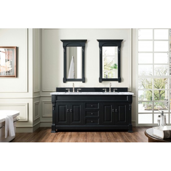 Brookfield 72" Double Vanity, Antique Black w/ 3 CM Carrara Marble Top