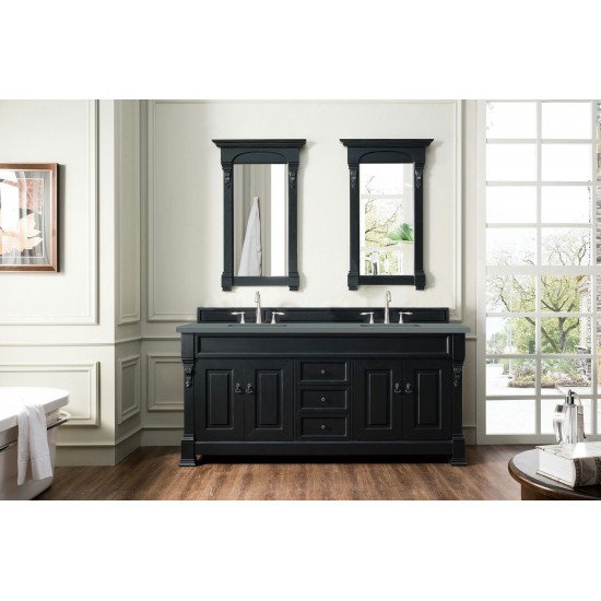 Brookfield 72" Double Vanity, Antique Black w/ 3 CM Cala Blue Quartz Top