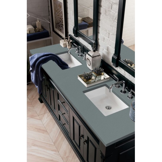 Brookfield 72" Double Vanity, Antique Black w/ 3 CM Cala Blue Quartz Top