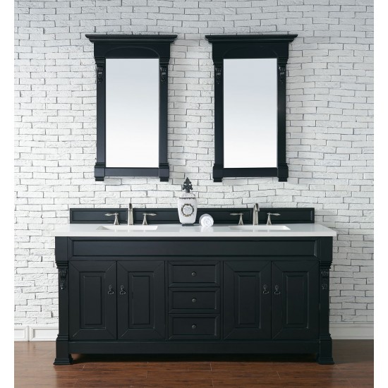 Brookfield 72" Double Vanity, Antique Black w/ 3 CM Classic White Quartz Top