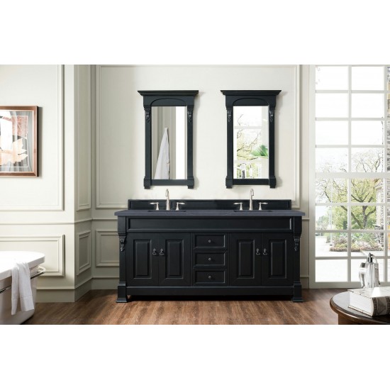 Brookfield 72" Double Vanity Antique Black w/ 3 CM Charcoal Soapstone Quartz Top