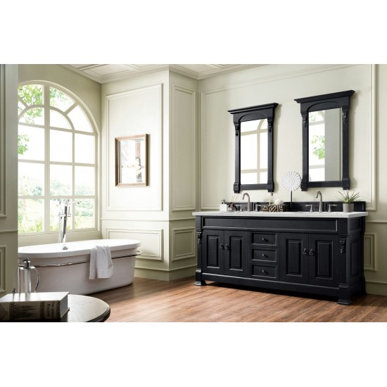 Brookfield 72" Double Vanity Antique Black w/ 3 CM Jasmine Pearl Quartz Top