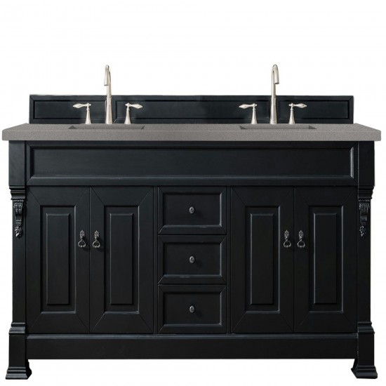 Brookfield 72" Double Vanity, Antique Black w/ 3 CM Grey Expo Quartz Top