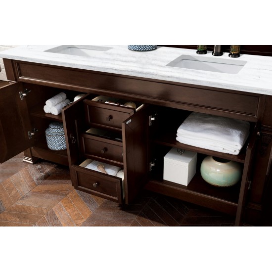 Brookfield 72" Double Vanity Mahogany w/3 CM Arctic Fall Solid Surface Top