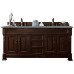 Brookfield 72" Double Vanity, Burnished Mahogany w/ 3 CM Cala Blue Quartz Top