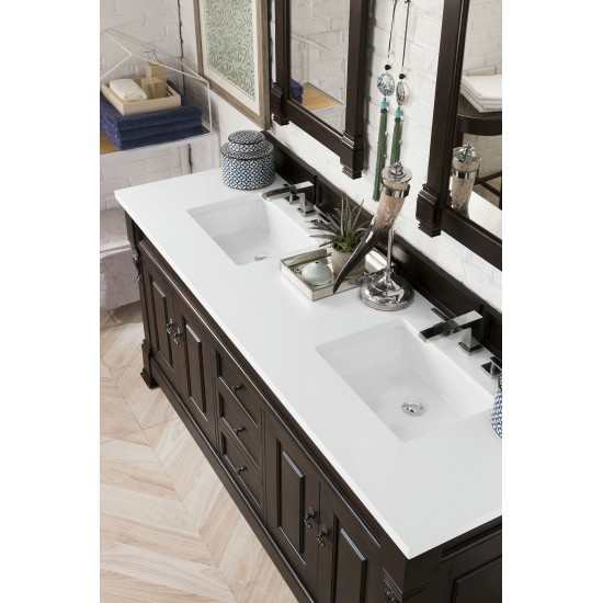 Brookfield 72" Double Vanity Burnished Mahogany w/ 3 CM Classic White Quartz Top