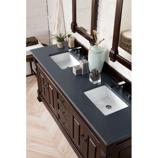 Brookfield 72" Double Vanity Mahogany w/3 CM Charcoal Soapstone Quartz Top