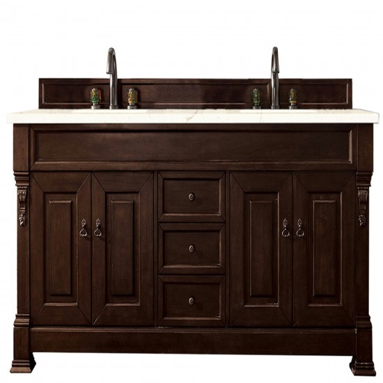 Brookfield 72" Double Vanity Burnished Mahogany w/3 CM Eternal Marfil Quartz Top