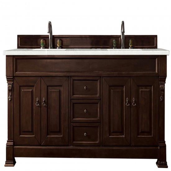 Brookfield 72" Double Vanity Burnished Mahogany w/3 CM Eternal Serena Quartz Top