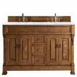 Brookfield 72" Double Vanity, Country Oak w/ 3 CM Arctic Fall Solid Surface Top