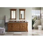 Brookfield 72" Double Vanity, Country Oak w/ 3 CM Cala Blue Quartz Top