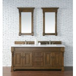 Brookfield 72" Double Vanity, Country Oak w/ 3 CM Classic White Quartz Top